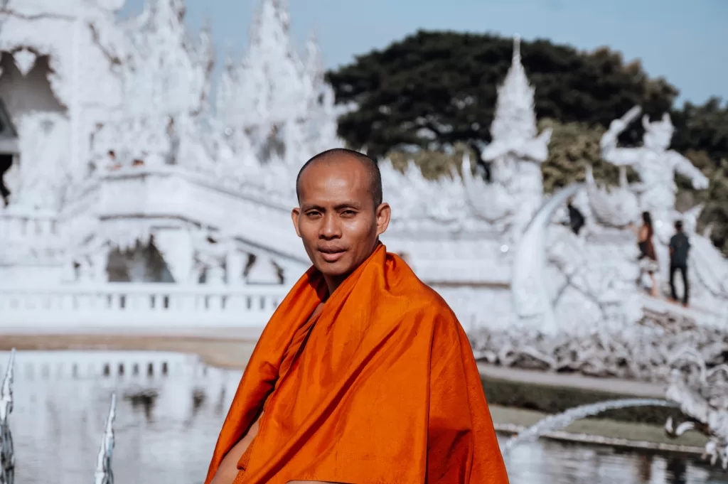 Monk portrait in one of the most beautiful temples in Thailand.